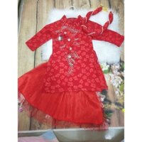 ÁO DÀI CÁCH TÂN BÉ GÁI KÈM MẤN ĐỘI ĐẦU