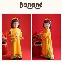 Áo dài cách tân bé gái thêu hoa BST Xuân Nhi Bananè Kids kèm bờm nơ cài tóc xinh xắn - AD01V