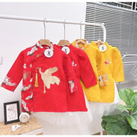 Áo dài cách tân bé trai bé gái diện tết m, size 10-18kg