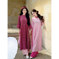 Áo Dài Cách Tân Dai Ý Lụa Gấm Cao Cấp Cổ Cao 2 Tà Đính Nơ Tay Cách Điệu Duyên Dáng - Áo Dài Tết 2025 Thảo Lyn