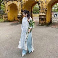 Áo dài cách tân Đan Tâm -Hiên Trần ,áo dài dáng suông tay nỡ loe đính cúc nhẹ nhàng quý phái