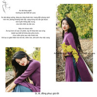 Áo dài cách tân dáng suông, áo dài xưa màu tím khoai môn from chuẩn đẹp hàng may kỹ