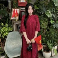 Áo Dài Cách Tân Dáng Suông Tơ Ren Nổi , 4 Tà Dáng Suông Thiết Kế Sang Trọng Nổi Bật -ÁO DÀI GIOAN