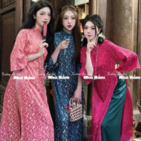 Áo dài cách tân dáng suông xưa, áo dài suông may sẵn dự tiệc cưới, lễ, tết đẹp chụp ảnh sang trọng