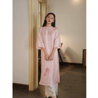 Áo Dài Cách Tân Gấm Dáng Suông Cổ Tròn Dáng Lửng Mặc Dịp Tết Đi Chơi ADTA018 - Áo Dài Thảo Anh