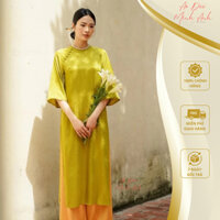 Áo Dài Cách Tân Gấm Dáng Suông Cổ Tròn Tay Lửng Phù Hợp Mặc Dịp Lễ Tết - Áo Dài Minh Anh