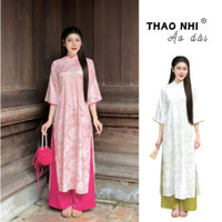 Áo Dài cách tân gấm Long Phụng dáng suông cổ trụ, Áo Dài mặc lễ Tết, đi chùa - Áo Dài Thảo Nhi