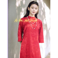 Áo daì cách tân gấm màu đỏ - Áo Dài Anh Minh