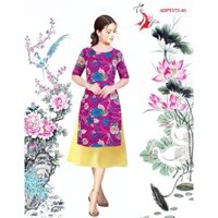 Áo Dài Cách Tân Gấm Thun Họa Tiết Hoa AV157