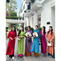 Áo Dài Cách Tân Gấm Tơ Tằm Chữ Thọ Dáng Suông Truyền Thống May Sẵn Thời Trang Tết Áo Dài Hồng Loan