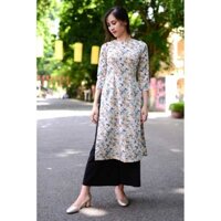 Áo dài cách tân hoa nhí - Cúc trắng - HN03