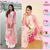 Áo dài cách tân Kì Lân kèm quần Tamdesigner 4 tà thêu hoa nổi,Áo dài tết 2024 đằm thắm mẫu cao cấp