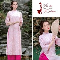 Áo Dài Cách Tân Mặc Tết KOISAN Lụa Gấm Cao Cấp Hồng Pastel Cổ Tàu Tay Lỡ Hoa Chìm Sang Trọng W2550407