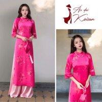 Áo Dài Cách Tân Mặc Tết KOISAN Lụa Gấm Cao Cấp Cổ Tàu Tay Lỡ mù Hồng Cánh Sen W2550413