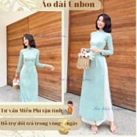 Áo dài cách tân màu xanh mint trơn lụa Tây Thi cao cấp mặc mịn mát,thiết cổ truyền thống  mặc đẹp sang chảnh