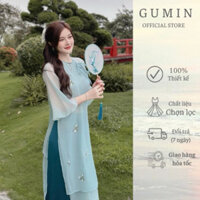 Áo dài cách tân màu xanh