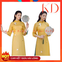 Áo dài cách tân Mộc Lan, áo dài 2 tà chất liệu tơ 2 lớp mềm mại thêu họa tiết hoa Mộc Lan cách điệu tay loe lỡ