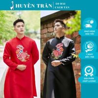 Áo dài cách tân nam chất vải tafta thêu hình lân tỉ mỉ phom chuẩn, 2 màu đẹp mắt, thu hút ánh nhìn - Áo Dài Huyền Trân