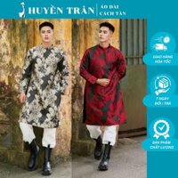 Áo dài cách tân nam gấm cao cấp thiết kế hoa to sang chảnh 2 màu ấn tượng chuẩn quý ông- Áo Dài Huyền Trân