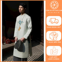 Áo dài cách tân Nam hàng thiết kế - chất liệu gấm tiêu thêu cao cấp - màu xanh - áo dài nhà Cam - ND25.43