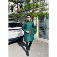 Áo dài cách tân nam Nam Dương gấm trơn 4 màu xanh than, xanh lá, vàng, đỏ nam tính thiết kế thương hiệu thời trang Vinna