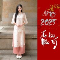 Áo dài cách tân Như Ý, mặc Tết 2025, bốn tà, đính cúc, tay áo cánh tiên loe, mặc du xuân Tết 2025 - Thời trang Nữ Women