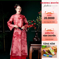 Áo dài cách tân nữ 4 tà thiết kế tay bồng dài thêu long phụng vải tơ cáo cấp mềm mại -Phương Huyền Store