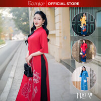 Áo dài cách tân nữ cao cấp họa tiết hoa sen chim hạc mặc các dịp lễ tết truyền thống Econice 25