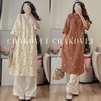 ao dài cách tân nữ Chakovet mặc mùa xuân ngày tết lễ hội set áo dài tết kiểu truyền thống việt  tay dài tân thời S8777