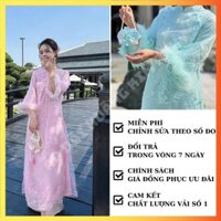 ÁO DÀI CÁCH TÂN NỮ CỔ TRÒN DUYÊN DÁNG TRUYỀN THỐNG LỤA VON TƠ ĐÍNH HOA TRẺ TRUNG MẶC LỄ TẾT MÀU HỒNG TRẮNG BE XANH - NH