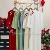 Áo dài cách tân nữ dáng suông xưa CHAANG may sẵn ADC858 áo dài lụa ngọc tây thi bảo ngọc xuông dự tiệc cưới lễ Tết đẹp