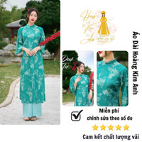 Áo dài cách tân nữ dáng suông 2 tà cổ trụ cao cấp mẫu thiết kế đính cúc bọc may sẵn màu Xanh Dương Hoàng Kim Anh