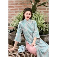 Áo dài cách tân nữ gấm rồng phượng dáng suông tay lỡ - Áo dài tết 2026 đẹp