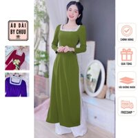 Áo dài cách tân nữ kiểu cổ vuông viền ren CHUU AD8066 - không kèm quần