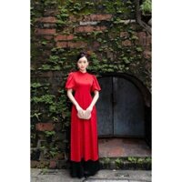 Áo dài cách tân nữ lụa trơn đính cúc bọc, áo dài cách tân thời trang-Pilahouse