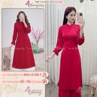 Áo Dài Cách Tân Nữ Tay Thun Bồng CHAANG May Sẵn 2 Tà Ngắn Đính Hạt Chuẩn Form Đẹp Đơn Giản CCT1422