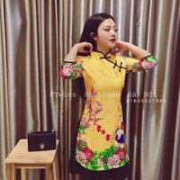 Áo dài cách tân phối nút kèm chân váy