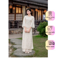 Áo dài cách tân Sam dáng suông, vải tơ dệt cao cấp by Lucci.Design