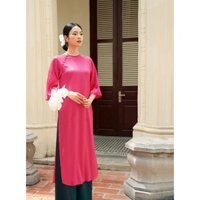 áo dài cách tân suông kèm quần hiện đại đính nút áo dài dáng xưa mẫu mới