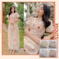 Áo dài cách tân tay bồng kèm băng đô cài tóc Áo dài Tết 2022 Thời trang nữ Reouts