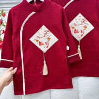 Áo Dài Cách Tân Tết Bé Trai Như Ý Chất Liệu Nhung Cao Cấp Cho Bé Từ 14-28kg