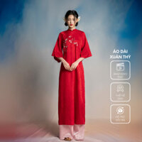 Áo dài cách tân Tết Xuân Thỳ thêu hoa, chất Gấm Lụa cao cấp, nhiều màu, truyền thống | the tendy - natural & minimalist
