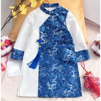 Áo dài cách tân THIẾT KẾ  bé trai chất liệu gấm cao cấp, áo dài Tết phối gấm nửa thân từ 1 -9 tuổi
