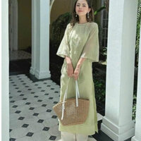 Áo dài cách tân tơ thêu 4 tà tết cổ - Áo dài Phương Thảo