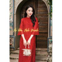 Áo dài cách tân tơ thêu màu đỏ - Áo Dài Anh Minh