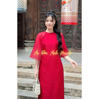 Áo dài cách tân tơ thêu màu đỏ - Áo Dài Anh Minh