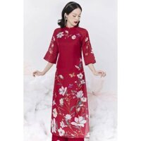 Áo Dài Cách Tân Von Hình 4 Tà Tay Ngắn Cực Đẹp, Phom Dáng Cực Chuẩn