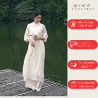 Áo dài cách tân Yên Chi, áo dài thiết kế 4 tà đều bằng vải tằm chính, thêu tay thủ công tinh xảo