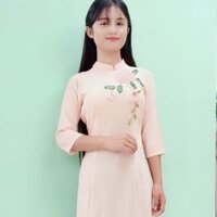 Áo dài cam hoa thêu kèm quần