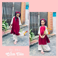 Áo dài Cẩm Tiên - Sét áo phối quần kèm băng đô cho bé gái 8-35kg